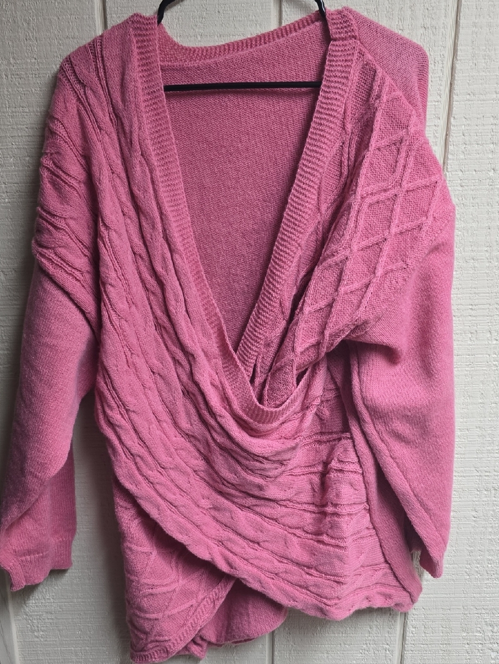 Pink Draped Cable-Knit Women's Sweater